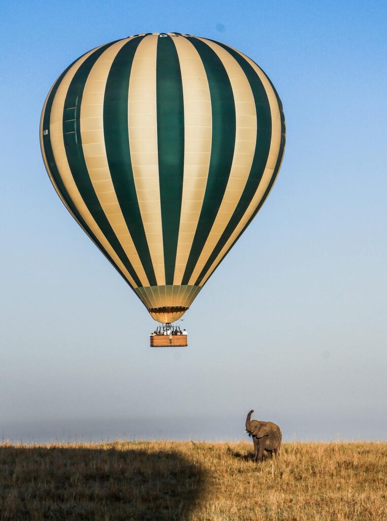Photo by Fali  Poncha: https://www.pexels.com/photo/hot-air-balloon-and-elephant-in-maasai-mara-kenya-35717949/